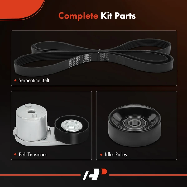 3 Pcs Serpentine Belt Drive Component Kit for Chevrolet GMC C3500HD Buick LeSabre