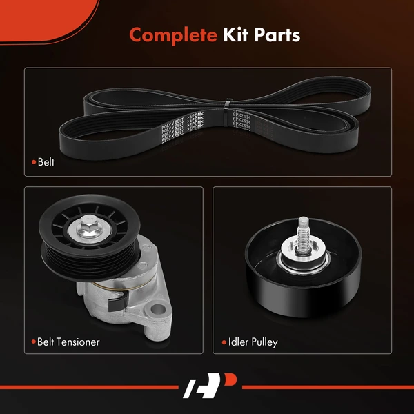 3 Pcs Serpentine Belt Drive Component Kit for Chevy Avalanche 2500 GMC Sierra 3500