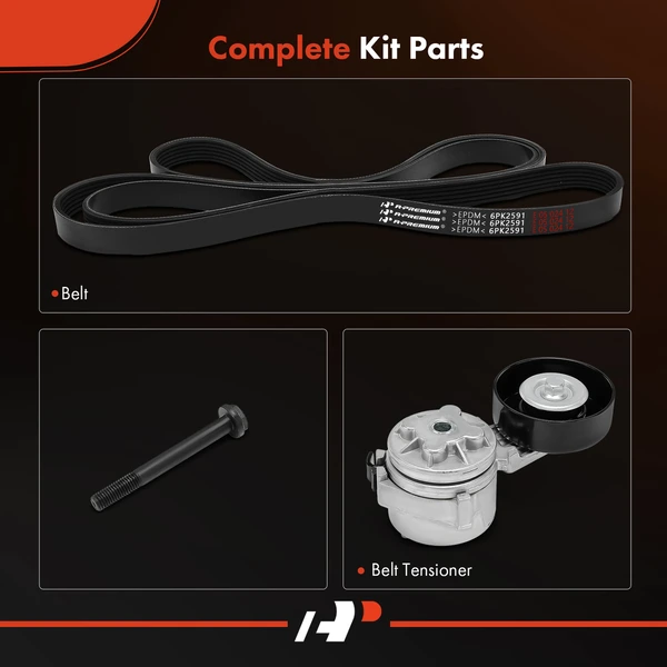 2 Pcs Serpentine Belt Drive Component Kit for Chevrolet Tahoe Blazer GMC Yukon