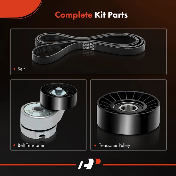3 Pcs Serpentine Belt Drive Component Kit for Ford F-250 93-94 F-350 F-Super Duty
