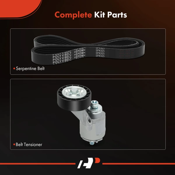 2 Pcs Serpentine Belt Drive Component Kit for Volkswagen Golf 2010-2014 Jetta