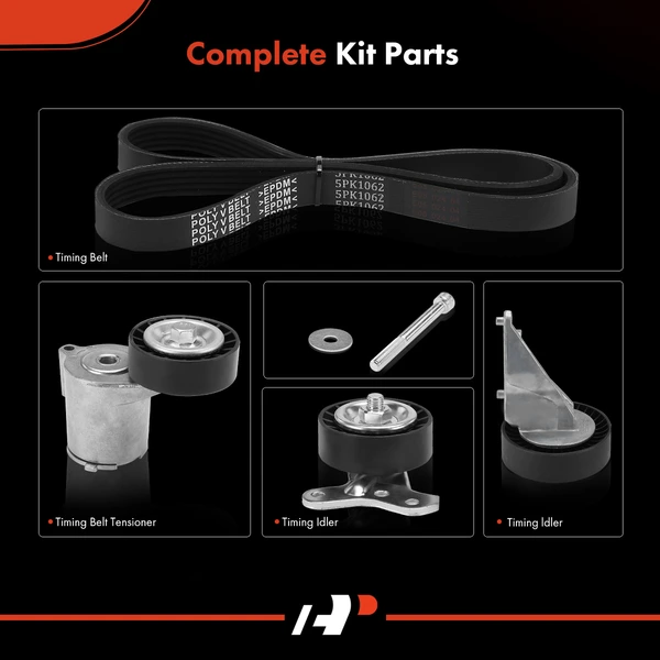 5 Pcs Serpentine Belt Drive Component Kit for Volkswagen Jetta 05-10 Golf 2.5L