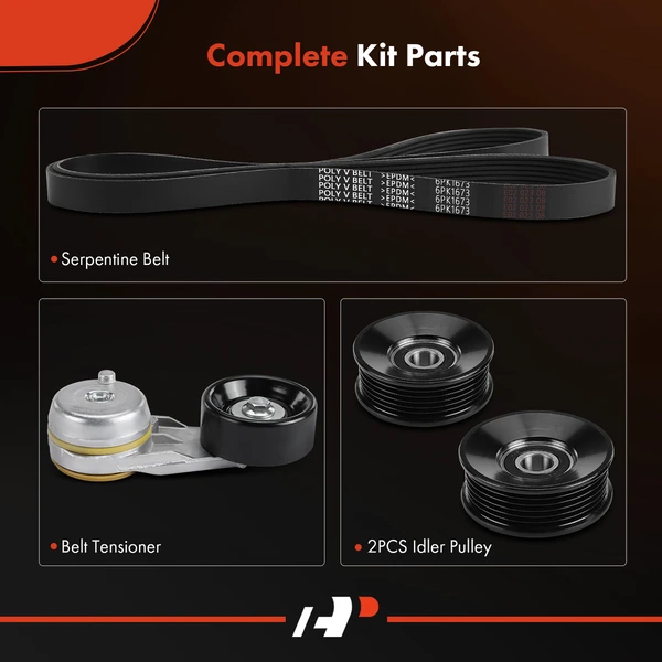 4 Pcs Serpentine Belt Drive Component Kit for Ford F-250 Super Duty