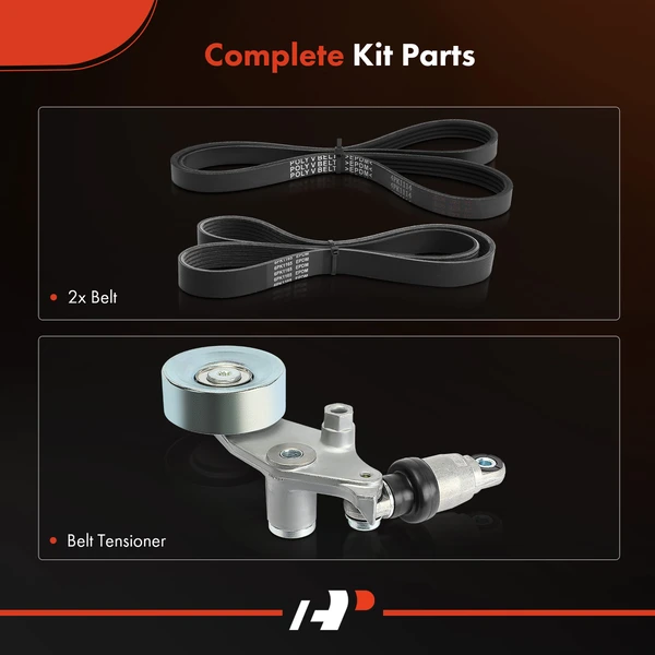3 Pcs Serpentine Belt Drive Component Kit for Honda Odyssey 02-04 V6 3.5L GAS