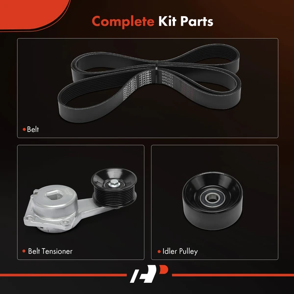 3 Pcs Serpentine Belt Drive Component Kit for Ford F-150 97-01 F-250 V8 4.6L 5.4L