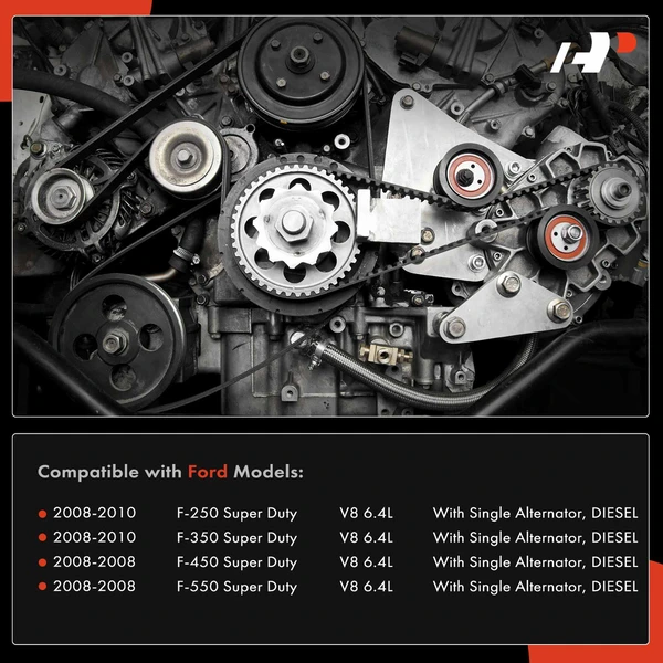 4 Pcs Serpentine Belt Drive Component Kit for Ford F-250 Super Duty 2008-2010 6.4L