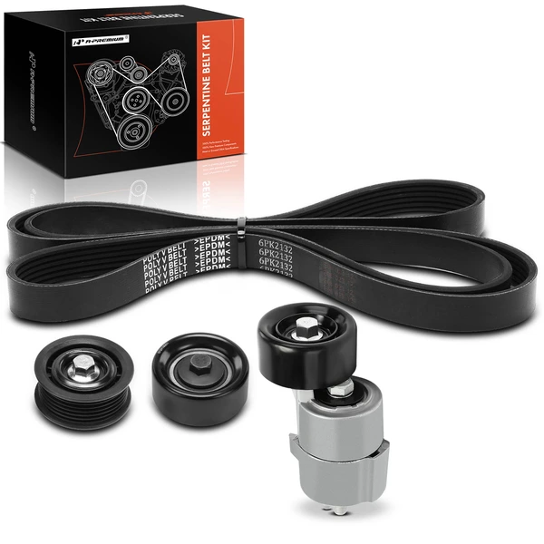 4 Pcs Serpentine Belt Drive Component Kit for 2011-2013 Hyundai Sonata