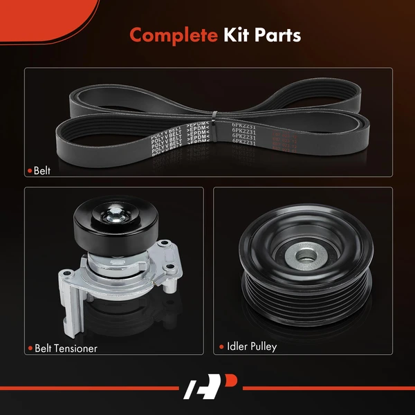 3 Pcs Serpentine Belt Drive Component Kit for Lexus LS400 1995-1997 V8 4.0L Gas