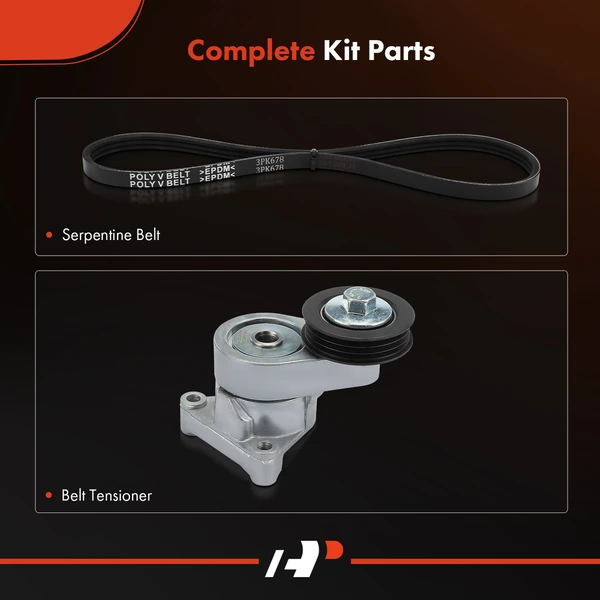 2 Pcs Serpentine Belt Drive Component Kit for Mazda 6 2003-2005 V6 3.0L GAS