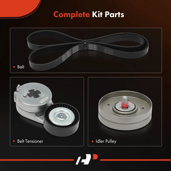 3 Pcs Serpentine Belt Drive Component Kit for Audi A4 2010-2012 A5 Quattro Q5