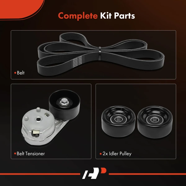 4 Pcs Serpentine Belt Drive Component Kit for Ford F-250 F-350 Super Duty