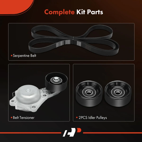 4 Pcs Serpentine Belt Drive Component Kit for Ford E-350 F-250 Super Duty