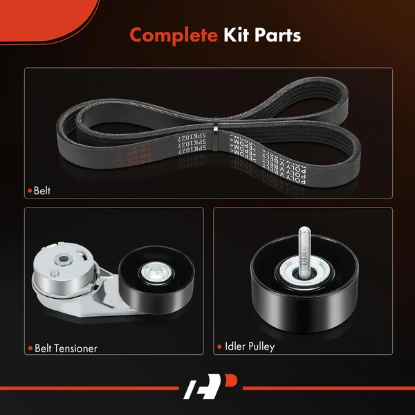3 Pcs Serpentine Belt Drive Component Kit for GMC Terrain 2015-2017 L4 2.4L