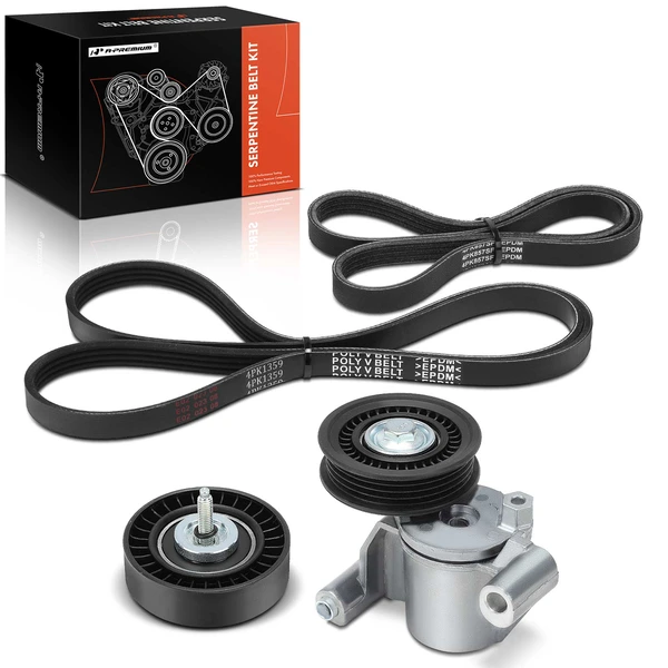 4 Pcs Serpentine Belt Drive Component Kit for Ford Escape Focus Transit Connect