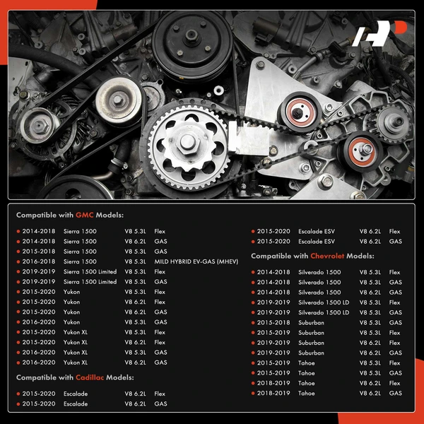 4 Pcs Serpentine Belt Drive Component Kit for Chevrolet Suburban Cadillac GMC