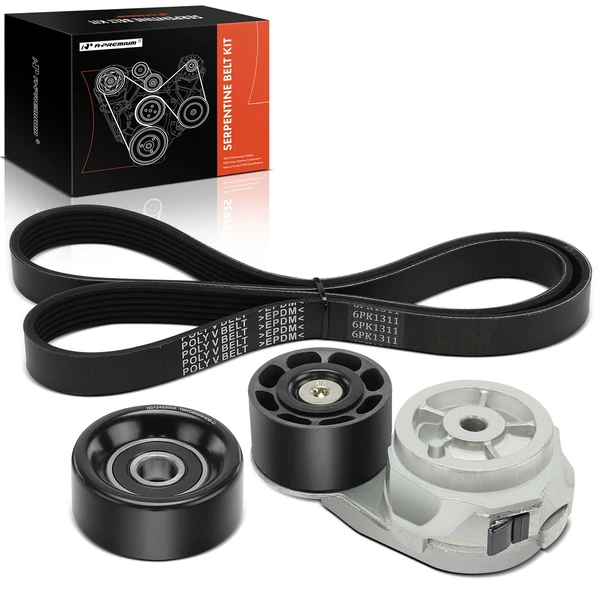 3 Pcs Serpentine Belt Drive Component Kit for 2008 International Harvester WorkStar 7700