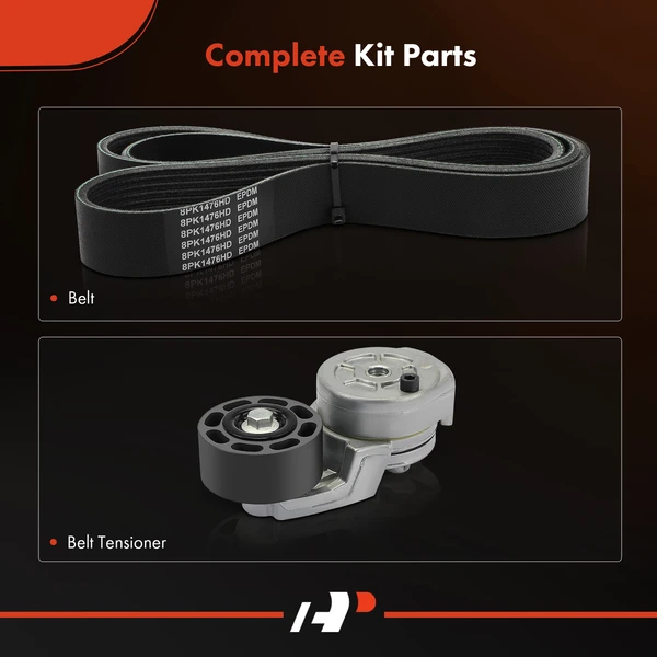 2 Pcs Serpentine Belt Drive Component Kit for Freightliner Kenworth Western Star