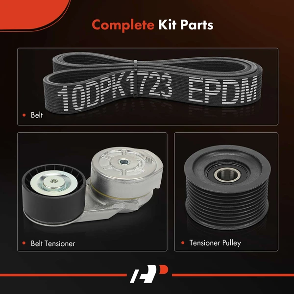 3 Pcs Serpentine Belt Drive Component Kit for Mack LEU 11-14 MRU 10.8L DIESEL