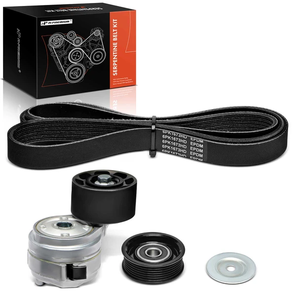 3 Pcs Serpentine Belt Drive Component Kit for Freightliner 122SD 2014-2019 Coronado