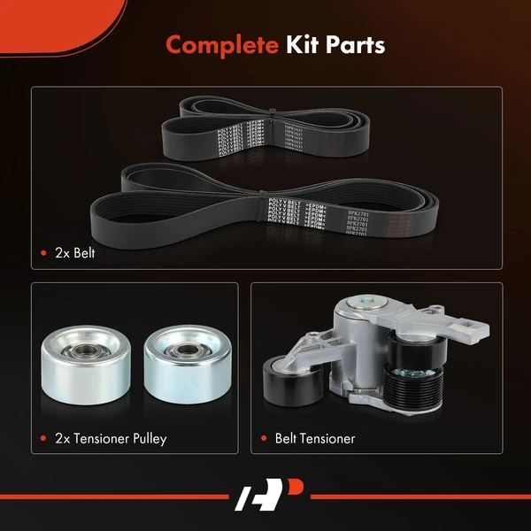 5 Pcs Serpentine Belt Drive Component Kit for Freightliner 122SD 2014-2019 Cascadia