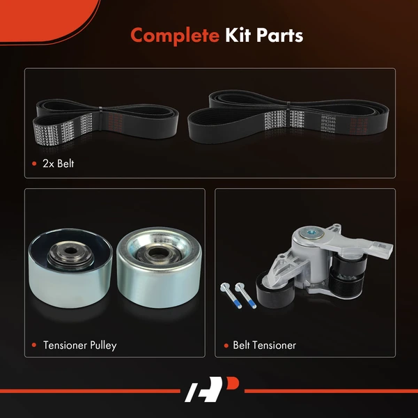 4 Pcs Serpentine Belt Drive Component Kit for Western Star 4900EX 4900FA 4900SA