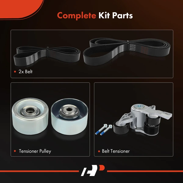 4 Pcs Serpentine Belt Drive Component Kit for Freightliner Cascadia 11-18 122SD