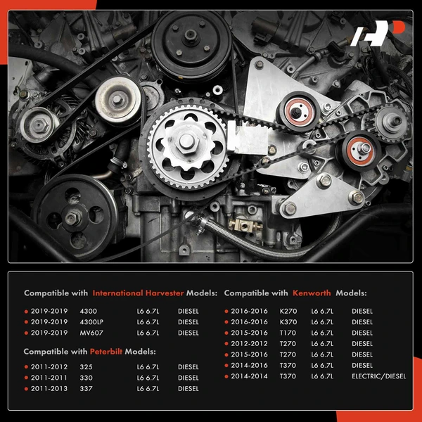 2 Pcs Serpentine Belt Drive Component Kit for Kenworth K270 16 Peterbilt L6 6.7L