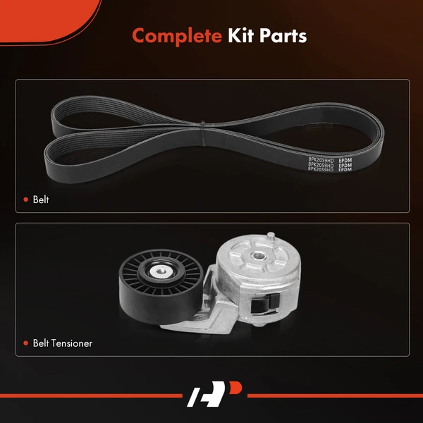 2 Pcs Serpentine Belt Drive Component Kit for Dodge Ram 2500 3500 1994-2002 L6 5.9L