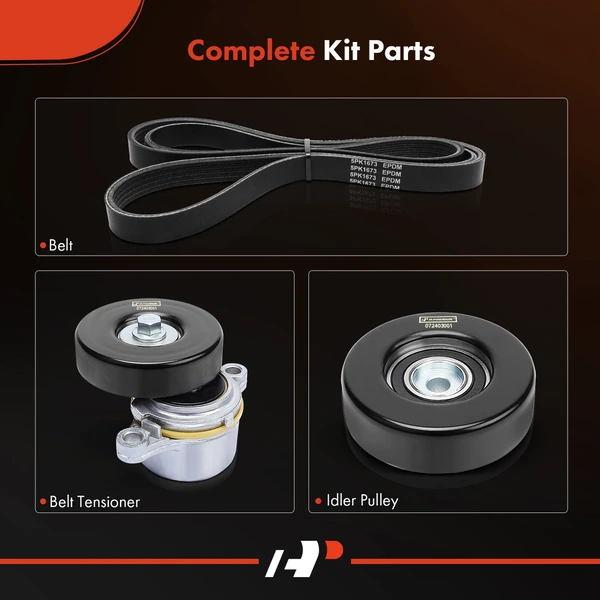 3 Pcs Serpentine Belt Drive Component Kit for Suzuki Aerio 02-07 SX4 07-09