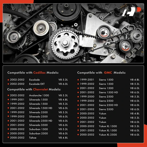 3 Pcs Serpentine Belt Drive Component Kit for Chevrolet Silverado 1500 GMC