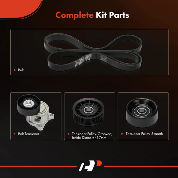 4 Pcs Serpentine Belt Drive Component Kit for Ford Escort 1998-2001 L4 2.0L DOHC