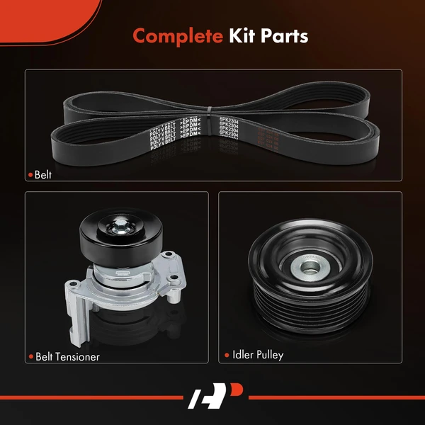 3 Pcs Serpentine Belt Drive Component Kit for Toyota Tundra 2000-2002 V8 4.7L GAS