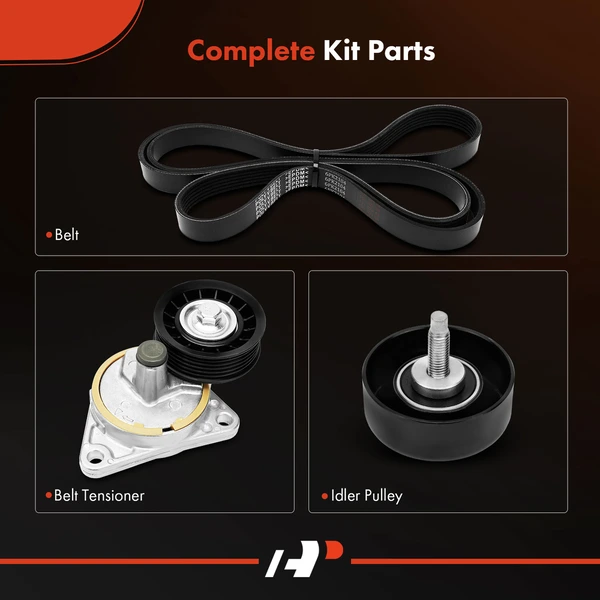 3 Pcs Serpentine Belt Drive Component Kit for Ford Escape Focus Mazda Tribute 2.0L