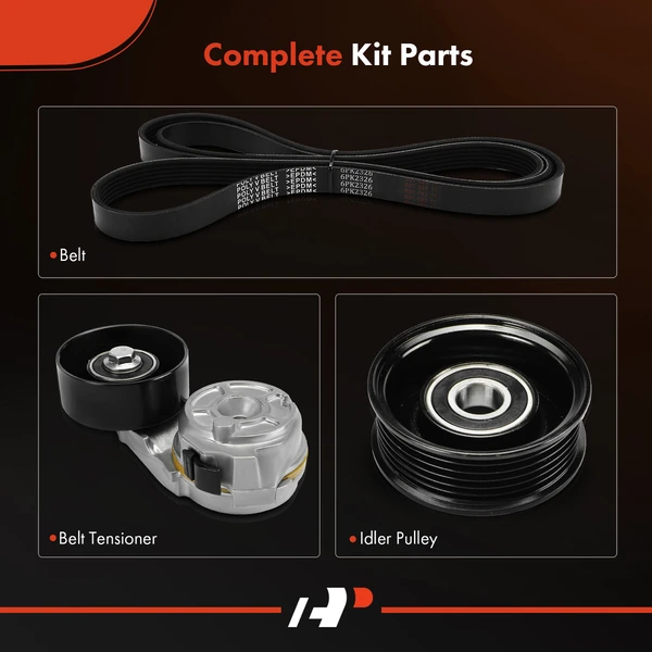 3 Pcs Serpentine Belt Drive Component Kit for Ford Crown Victoria Lincoln Town Car