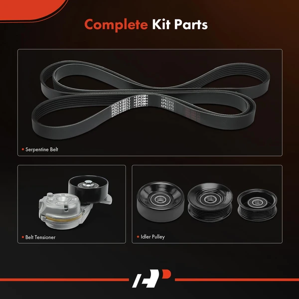 5 Pcs Serpentine Belt Drive Component Kit for Ford Mustang 2003-2004 V8 4.6L GAS