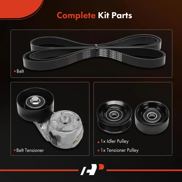 4 Pcs Serpentine Belt Drive Component Kit for Ford Mustang 2000-2002 V8 4.6L