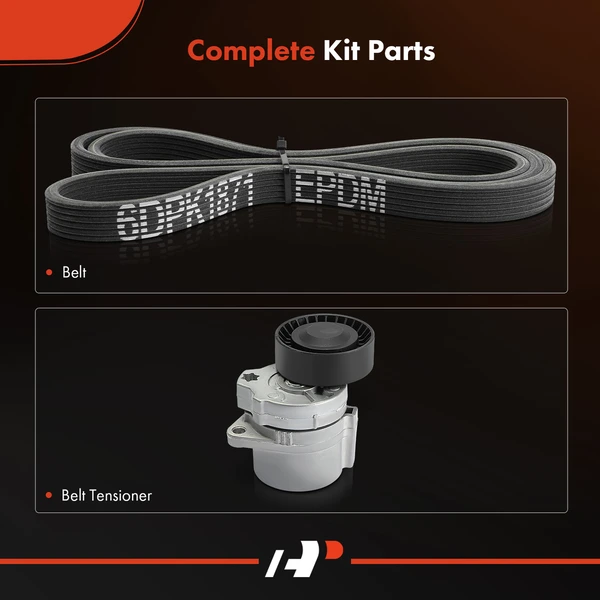 2 Pcs Serpentine Belt Drive Component Kit for Volvo C70 01-04 S70 2000 V70 GAS