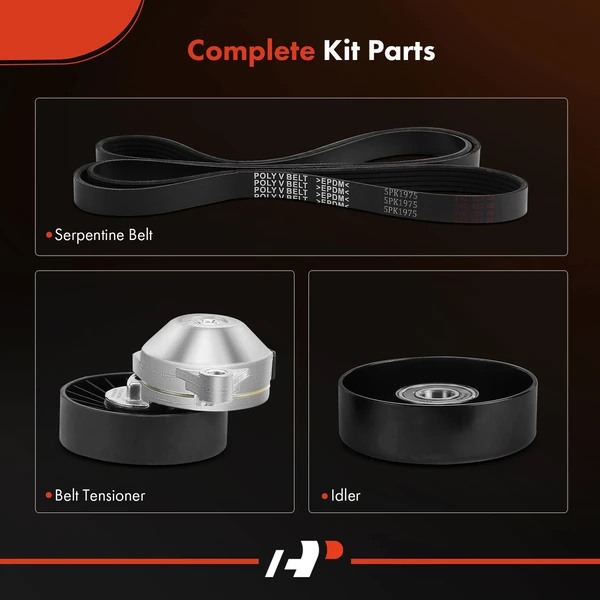 3 Pcs Serpentine Belt Drive Component Kit for Saturn SC 1992 SC2 SL2 SW2 L4 1.9L