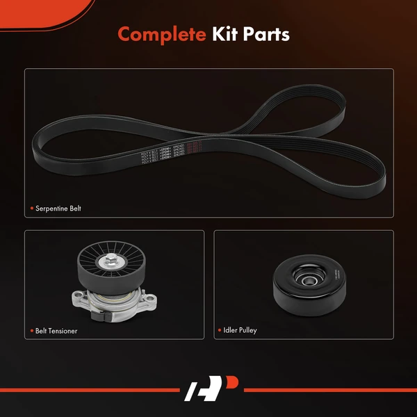 3 Pcs Serpentine Belt Drive Component Kit for Saturn SC2 SL2 SW2 94-97 L4 1.9L