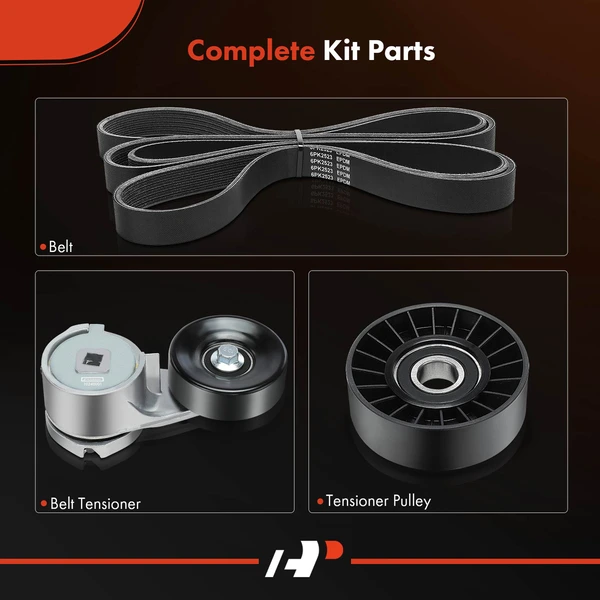 3 Pcs Serpentine Belt Drive Component Kit for Ford E-150 Econoline 1993-1995 5.0L