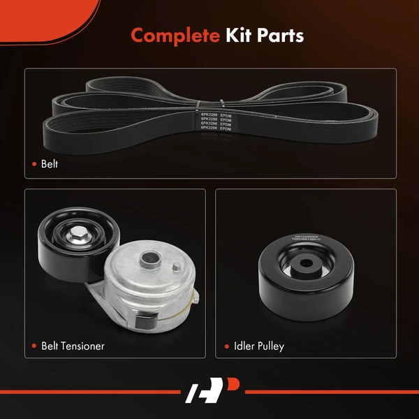 3 Pcs Serpentine Belt Drive Component Kit for Chevrolet Silverado 3500 2001