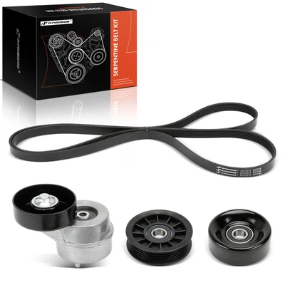 4 Pcs Serpentine Belt Drive Component Kit with Air Conditioning