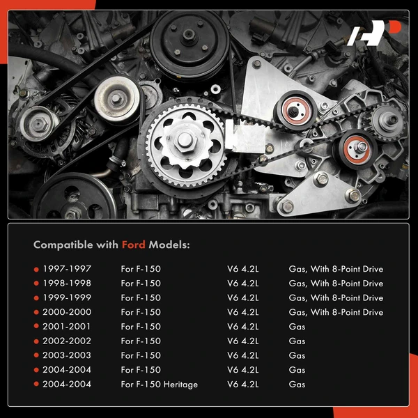 4 Pcs Serpentine Belt Drive Component Kit with Air Conditioning for Ford F-150 1997-2004