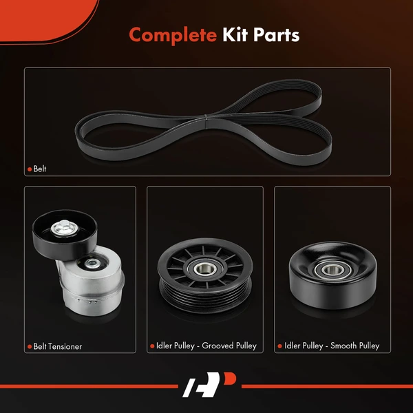 4 Pcs Serpentine Belt Drive Component Kit for Ford F-150 1997-2000 V6 4.2L GAS