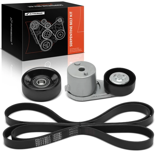 3 Pcs Serpentine Belt Drive Component Kit for 2002 GMC C3500HD