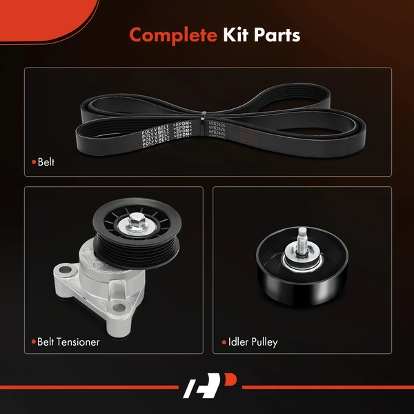 3 Pcs Serpentine Belt Drive Component Kit for Chevy Silverado 2500 HD GMC V8 8.1L