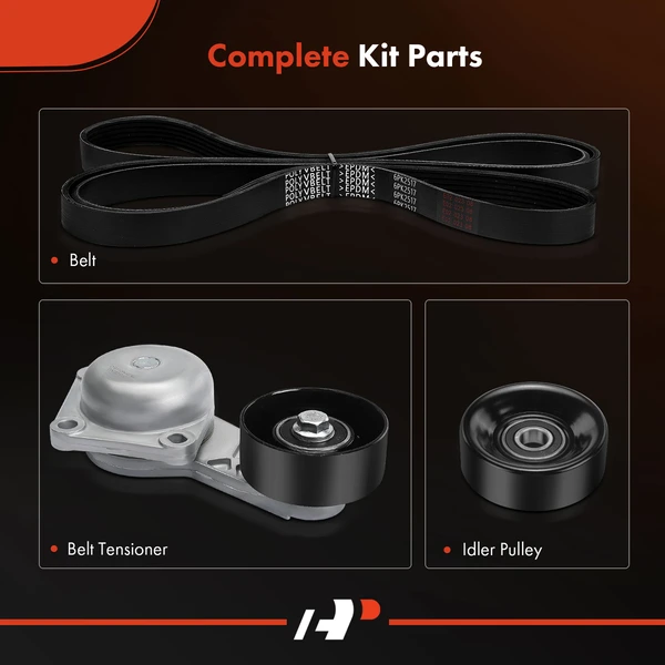 3 Pcs Serpentine Belt Drive Component Kit for Ford E-150 Econoline F-150 Excursion