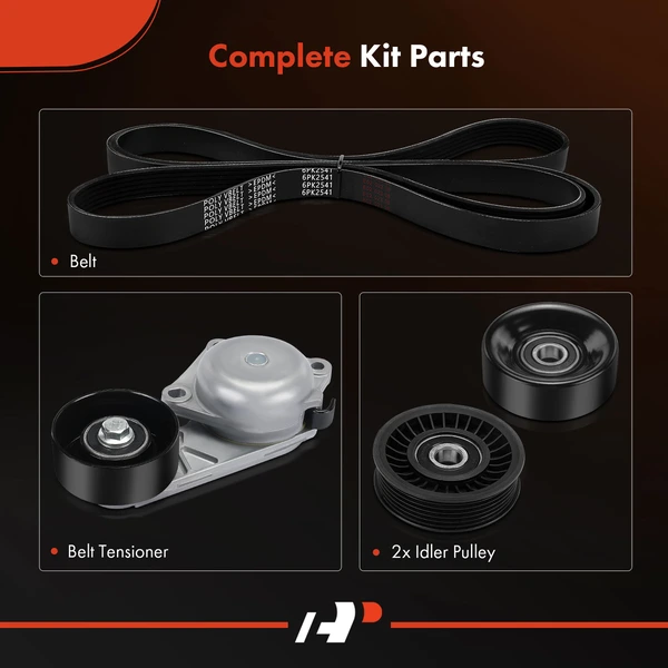 4 Pcs Serpentine Belt Drive Component Kit for Ford F-450 F-550 Super Duty V10 6.8L