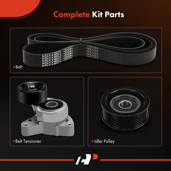 3 Pcs Serpentine Belt Drive Component Kit for Honda CR-V 2012-2014 L4 2.4L GAS