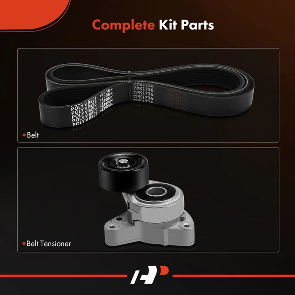 2 Pcs Serpentine Belt Drive Component Kit for Honda CR-V 02-06 L4 2.4L GAS